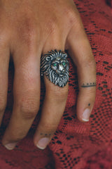 Tsavorite garnet lion ring