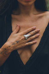 Large sharks tooth ring ~ (polished silver)