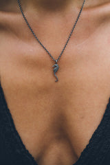 Baby Seahorse Necklace (Blackened Silver)