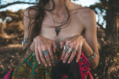 Large Sharks Tooth Necklace (Blackened Silver)