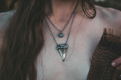 Large Sharks Tooth Necklace (Blackened Silver)