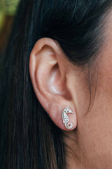 Tiny seahorse earrings ~ (polished silver)