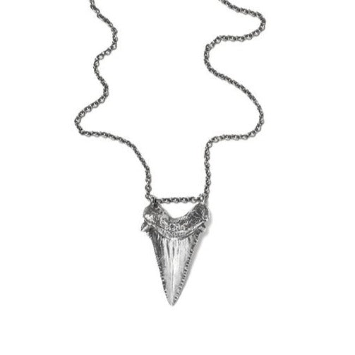 Large Sharks Tooth Necklace (Blackened Silver)