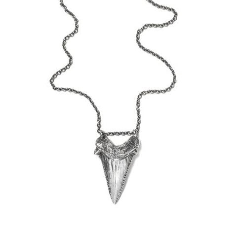 Large Sharks Tooth Necklace (Blackened Silver)