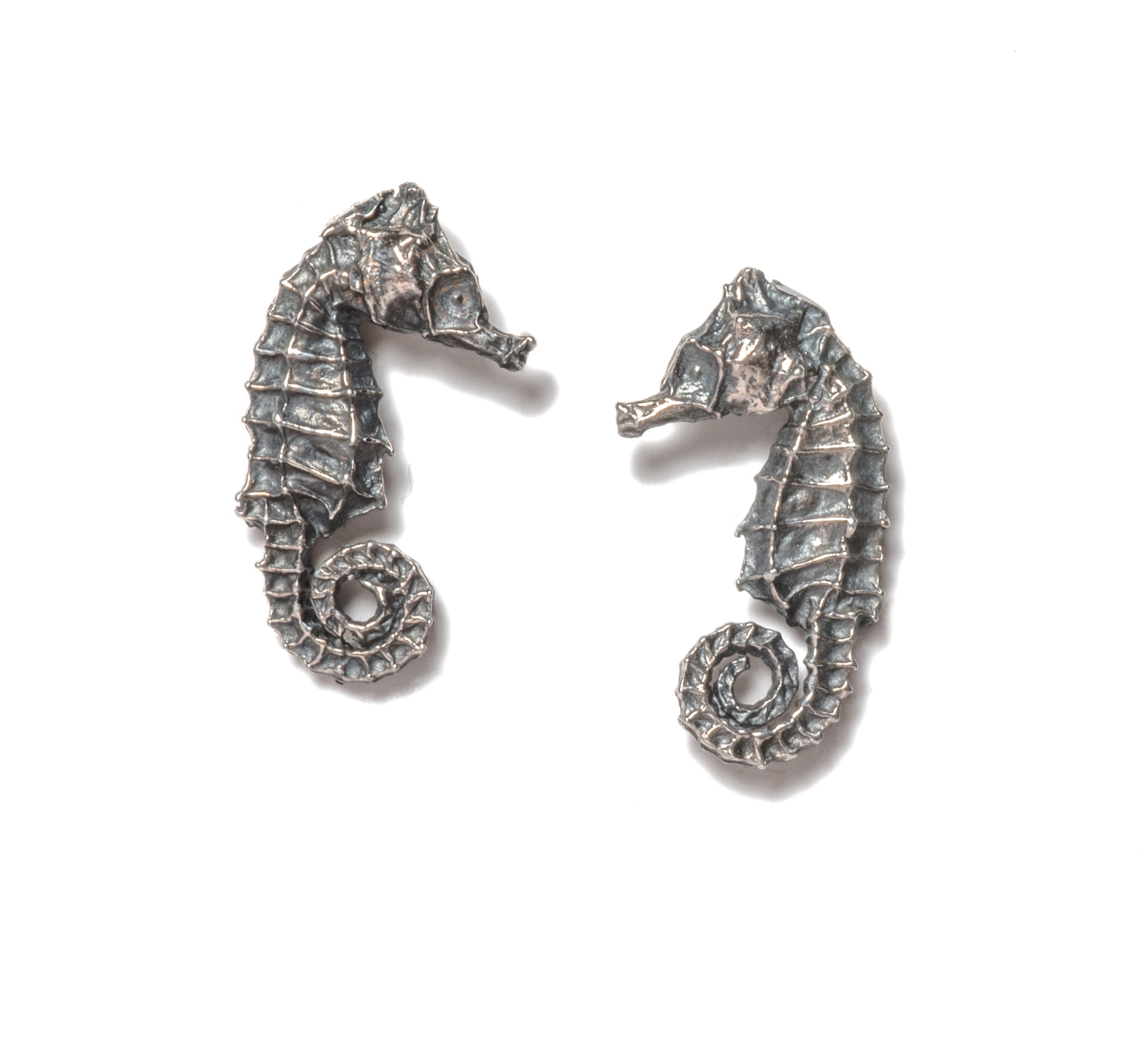 Tiny seahorse earrings ~ (blackened silver)