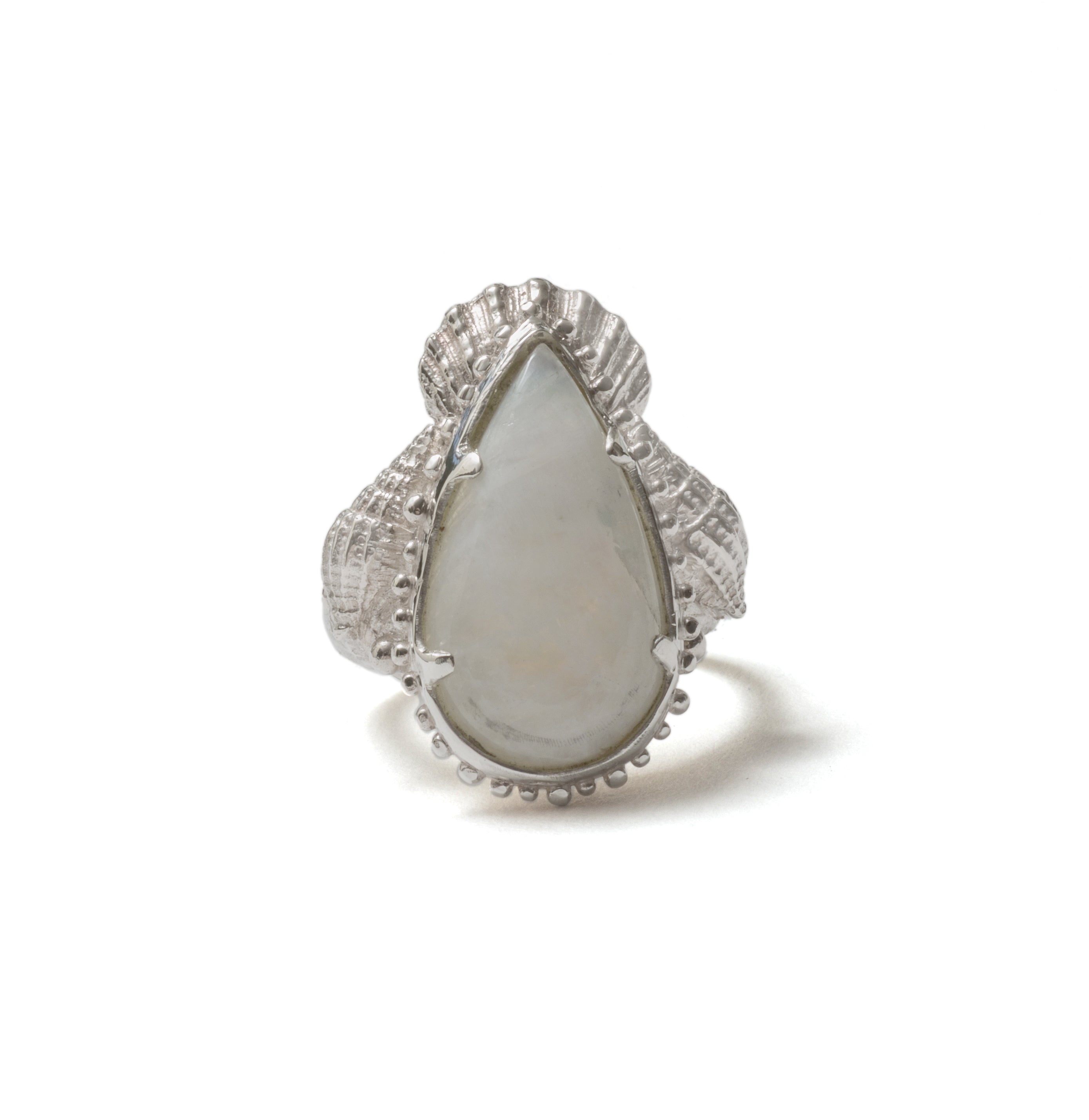 Shell Moon Drop Ring