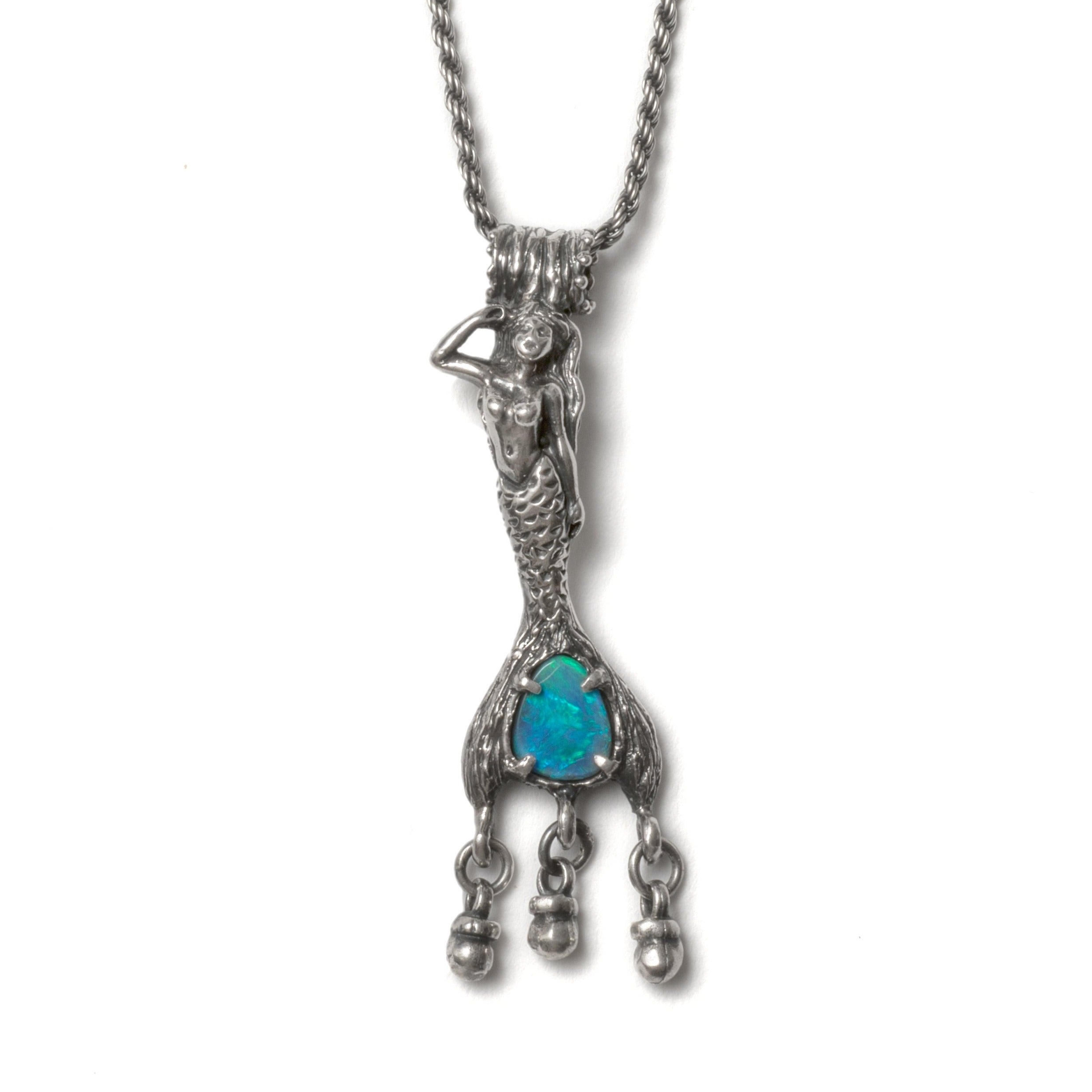 Mermaid Opal Necklace (Blackened silver)