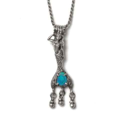 Mermaid Opal Necklace (Blackened silver)