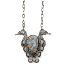 Seahorses, opal, pearl and ruby necklace