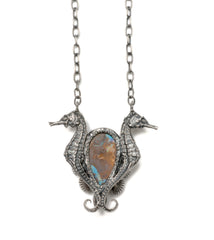 Seahorses, opal, pearl and ruby necklace