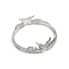 Conjoined Seahorse Bangle (Polished Silver)