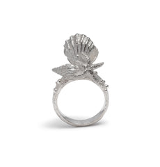 Venus pearl ring ~ (polished silver)