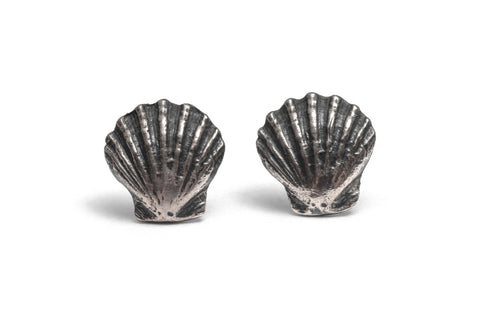 Clam shell earrings ~ (blackened silver)