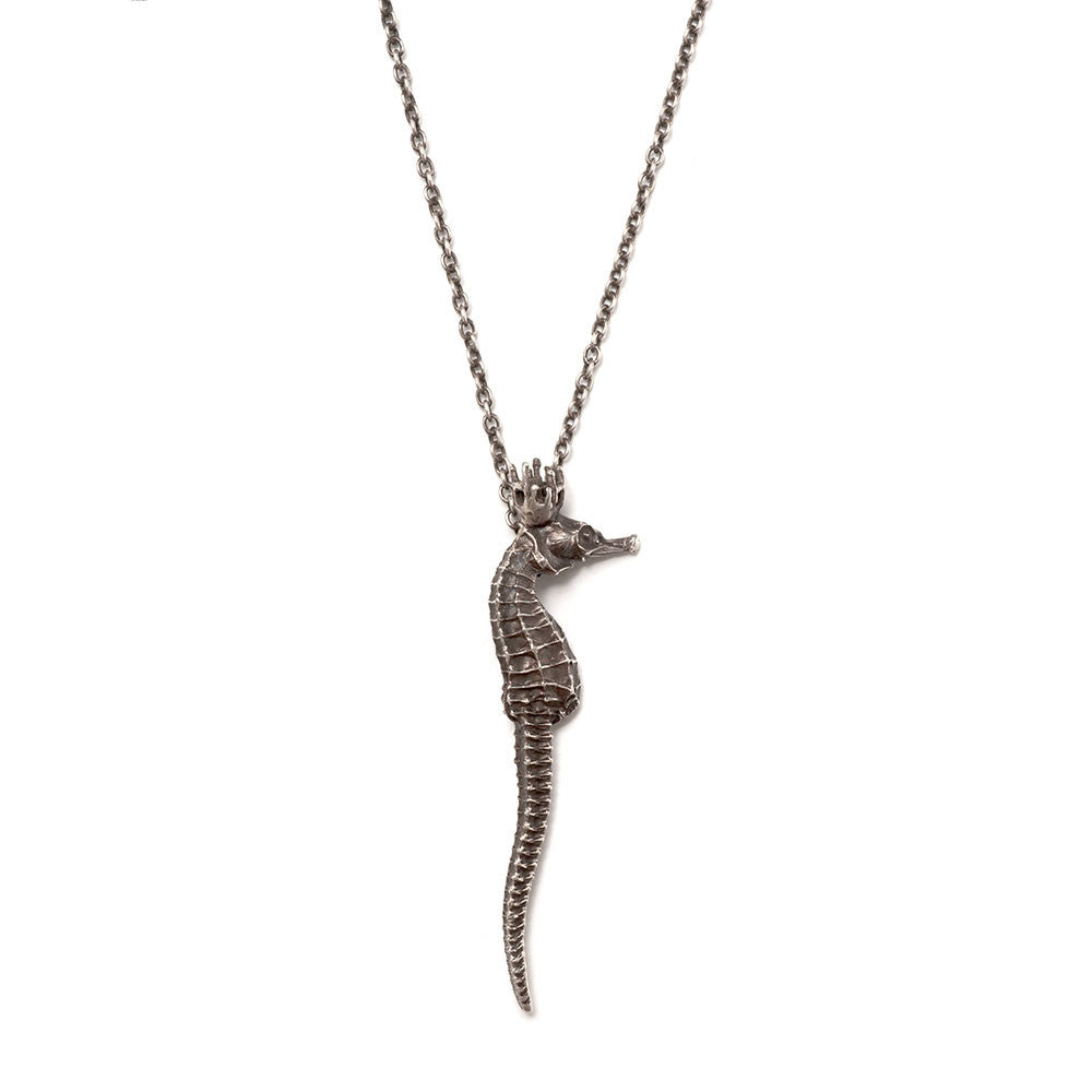 Queen Seahorse Necklace (Blackened Silver)