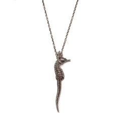 Queen Seahorse Necklace (Blackened Silver)